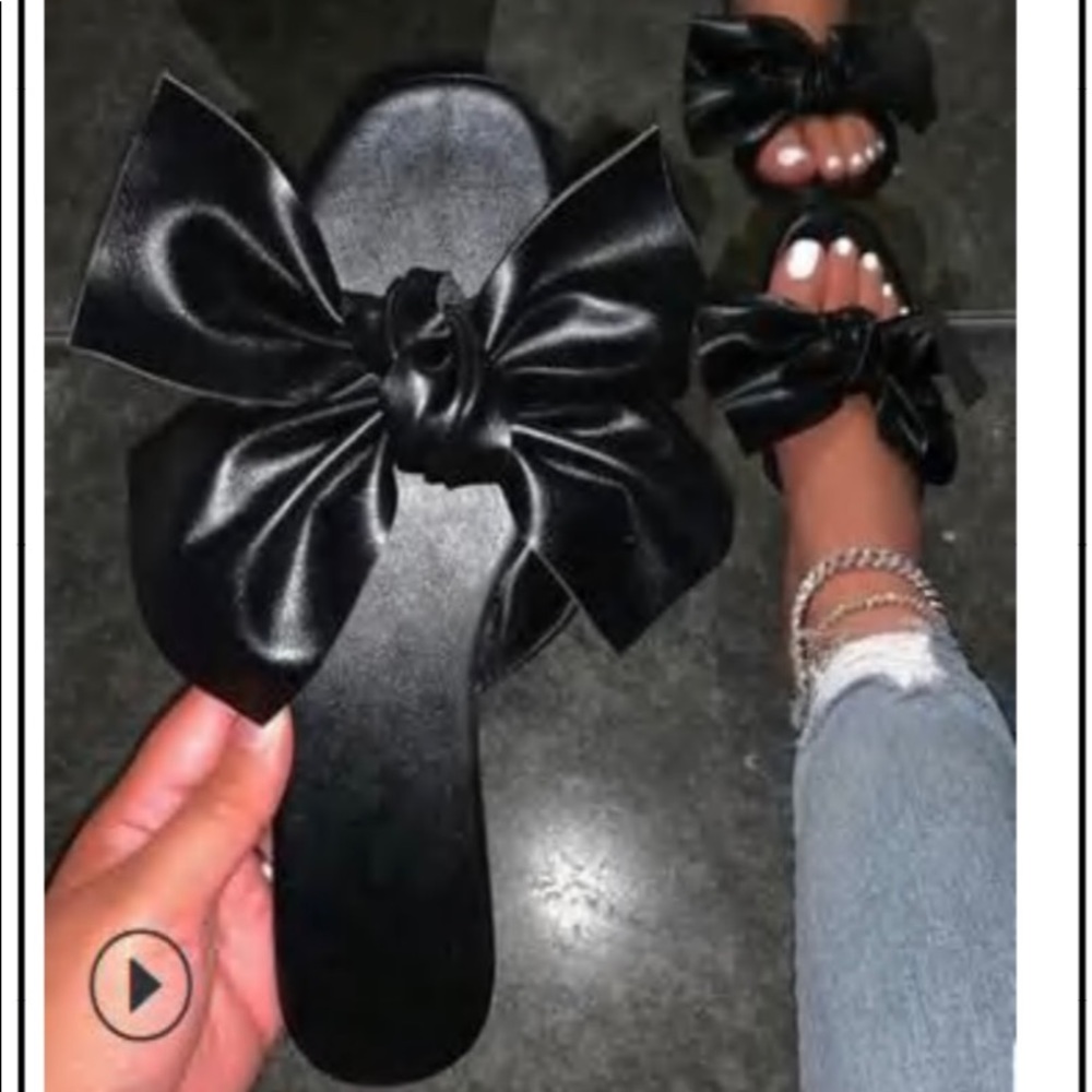 Black bow sandals size 9-9.5